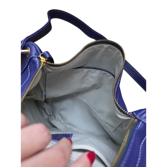 Bruno Rossi Firenze Pegasus Royal Blue Purple Italian Leather Crossbody PurseBag - Picture 6 of 7